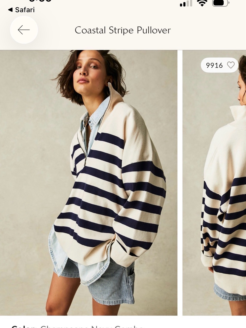 Free People Coastal Stripe Pullover in Cream and Navy